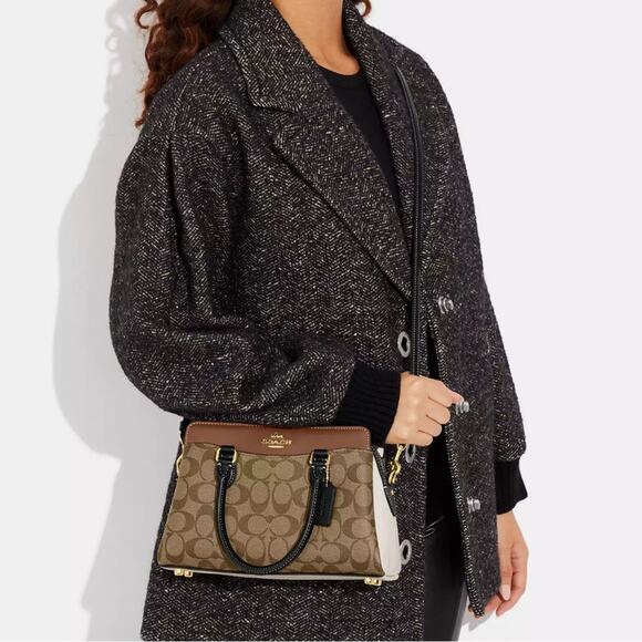 NWT Coach Mini Darcie Carryall Bag In Colorblock Signature Canvas Purse980 - Picture 11 of 13